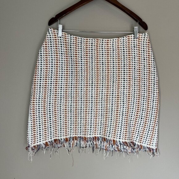 Tory Burch Skirt Size XL Linen Cotton Fringe Quiet Luxury Designer - Picture 3 of 5